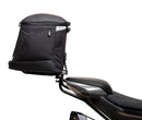Image shows a Ventura EVO-12 Bike-Pack Kit for CF Moto 800 NK (23->), featuring a black EVO-12 pack, an adjustable metal Pack-Rack on the bike, and a generic L-bracket with mounting hardware.