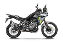 Ventura CF Moto 450 MT (24 - >) Bike-Pack Kit includes a black EVO-12 pack, Evo-Rack on the bike, and black L-Bracket with screws—text labels highlight each part, demonstrating the Adjustable Pack-Rack system's versatility.