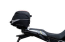 Ventura CF Moto 450 MT (24 - >) Bike-Pack Kit includes a black EVO-12 pack, Evo-Rack on the bike, and black L-Bracket with screws—text labels highlight each part, demonstrating the Adjustable Pack-Rack system's versatility.