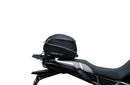 Ventura CF Moto 450 MT (24 - >) Bike-Pack Kit includes a black EVO-12 pack, Evo-Rack on the bike, and black L-Bracket with screws—text labels highlight each part, demonstrating the Adjustable Pack-Rack system's versatility.