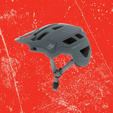 6D Mountain biking helmet on Red Background