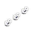 A digital rendering of three identical cylindrical objects with wider, flat circular tops, each featuring a hexagonal opening in the center. The objects are arranged diagonally, from top-left to bottom-right. These appear to be Hansa Anvil Bolt Sets by Hansa.