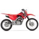 Red Honda dirt bike on a white background