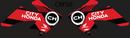 Two red and black Honda City motorcycle decals with 'CRF50' text on a black background.