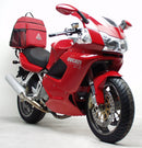 Image showing the Ventura EVO-12 Bike-Pack Kit for Ducati 1000 ST3 (03-07), featuring an EVO-12 pack, Evo-Rack mounted on the bike, and labeled L-Bracket with hardware. All parts are displayed and text-labeled on a white background.