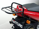 Image showing the Ventura EVO-12 Bike-Pack Kit for Ducati 1000 ST3 (03-07), featuring an EVO-12 pack, Evo-Rack mounted on the bike, and labeled L-Bracket with hardware. All parts are displayed and text-labeled on a white background.