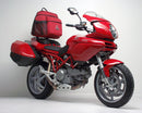 Image showing Ventura components for Ducati 1100 Multistrada (07-09): a black EVO-12 pack, an Evo-Rack mounted on the motorcycle, and L-brackets with hardware as a generic image.