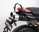 Image showing Ventura components for Ducati 1100 Hypermotard (07-09): a black EVO-12 Pack, an Evo-Rack Top-Box Rack mounted on the bike, and a labeled L-Bracket with screws and mounting hardware.