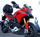 The Ventura Ducati 1200S Multistrada Sport Edition (10-14) bike pack kit includes the Evo-Rack metal rack, black EVO-12 storage bag, and an L-Bracket with screws for secure attachment.
