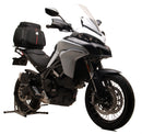 Image features the Ventura EVO-12 Bike-Pack Kit for Ducati 1200 Multistrada (15-18), with an EVO-12 pack, Adjustable Pack-Rack mounted on a bike, and a labeled image of the L-Bracket and hardware.