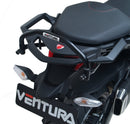 Ventura Ducati 1260 Multistrada (18-20) Bike-Pack Kit shown with a black EVO-12 pack, Evo-Rack on a motorcycle, and an adjustable Pack-Rack L-bracket with screws, all displayed in clear images on a white background.