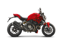 The Ducati 821 Monster (17-21) kit by Ventura showcases a stylish black bike pack with a red stripe and "EVO-12 PACK" label, plus the versatile "EVO-RACK" top-box rack. It includes sturdy L-BRACKET mounts with screws and fittings for secure attachment.
