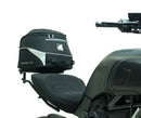 Image of Ventura Ducati Diavel 1260,1260S (20 - >) components. Top left: EVO-12 pack, a compact black bag with an orange stripe. Top right: Evo-Rack, a versatile bike top-box rack. Bottom: L-bracket set with screws in a generic image.