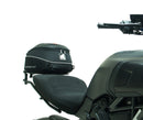 Image of Ventura Ducati Diavel 1260,1260S (20 - >) components. Top left: EVO-12 pack, a compact black bag with an orange stripe. Top right: Evo-Rack, a versatile bike top-box rack. Bottom: L-bracket set with screws in a generic image.