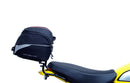 The image displays the Ventura EVO-12 Bike-Pack Kit on a Ducati 800 Scrambler (20-21). Featuring the sleek EVO-12 Pack in black and an adjustable Evo-Rack, it includes the "L-Bracket Generic" with screws for easy mounting.