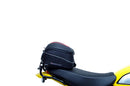The image displays the Ventura EVO-12 Bike-Pack Kit on a Ducati 800 Scrambler (20-21). Featuring the sleek EVO-12 Pack in black and an adjustable Evo-Rack, it includes the "L-Bracket Generic" with screws for easy mounting.