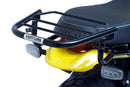 The image displays the Ventura EVO-12 Bike-Pack Kit on a Ducati 800 Scrambler (20-21). Featuring the sleek EVO-12 Pack in black and an adjustable Evo-Rack, it includes the "L-Bracket Generic" with screws for easy mounting.