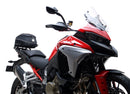 Image showing the Ventura EVO-12 Bike-Pack Kit for Ducati 1158 Multistrada V4, V4S, V4S Sport (21->), featuring a black zippered EVO-12 pack, Evo-Rack adjustable pack-rack on the bike, and L-bracket with screws (generic image).