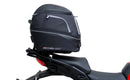 Image showing the Ventura EVO-12 Bike-Pack Kit for Ducati 1158 Multistrada V4, V4S, V4S Sport (21->), featuring a black zippered EVO-12 pack, Evo-Rack adjustable pack-rack on the bike, and L-bracket with screws (generic image).