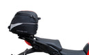 Image showing the Ventura EVO-12 Bike-Pack Kit for Ducati 1158 Multistrada V4, V4S, V4S Sport (21->), featuring a black zippered EVO-12 pack, Evo-Rack adjustable pack-rack on the bike, and L-bracket with screws (generic image).