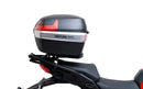 Image showing the Ventura EVO-12 Bike-Pack Kit for Ducati 1158 Multistrada V4, V4S, V4S Sport (21->), featuring a black zippered EVO-12 pack, Evo-Rack adjustable pack-rack on the bike, and L-bracket with screws (generic image).