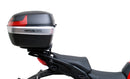 Image showing the Ventura EVO-12 Bike-Pack Kit for Ducati 1158 Multistrada V4, V4S, V4S Sport (21->), featuring a black zippered EVO-12 pack, Evo-Rack adjustable pack-rack on the bike, and L-bracket with screws (generic image).