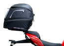 The EVO-12 Bike-Pack Kit for the Ducati 1158 Streetfighter V4/V4S (20 ->) by Ventura includes a black pack with an orange stripe, an adjustable Pack-Rack for seamless bike attachment, and a detailed L-Bracket with screws, all showcased in a generic image.