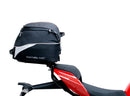 The EVO-12 Bike-Pack Kit for the Ducati 1158 Streetfighter V4/V4S (20 ->) by Ventura includes a black pack with an orange stripe, an adjustable Pack-Rack for seamless bike attachment, and a detailed L-Bracket with screws, all showcased in a generic image.