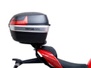 The EVO-12 Bike-Pack Kit for the Ducati 1158 Streetfighter V4/V4S (20 ->) by Ventura includes a black pack with an orange stripe, an adjustable Pack-Rack for seamless bike attachment, and a detailed L-Bracket with screws, all showcased in a generic image.