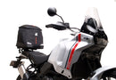 Image of a Ducati DesertX (22 - >) by Ventura featuring a sleek black EVO-12 Bike-Pack with an orange stripe, complemented by the versatile Top-Box Rack and an L-Bracket. Each component is clearly labeled: "EVO-12 Pack," "Top-Box Rack," and "L-Bracket (Generic Image).