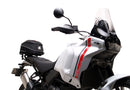 Image of a Ducati DesertX (22 - >) by Ventura featuring a sleek black EVO-12 Bike-Pack with an orange stripe, complemented by the versatile Top-Box Rack and an L-Bracket. Each component is clearly labeled: "EVO-12 Pack," "Top-Box Rack," and "L-Bracket (Generic Image).