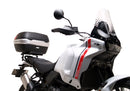 Image of a Ducati DesertX (22 - >) by Ventura featuring a sleek black EVO-12 Bike-Pack with an orange stripe, complemented by the versatile Top-Box Rack and an L-Bracket. Each component is clearly labeled: "EVO-12 Pack," "Top-Box Rack," and "L-Bracket (Generic Image).