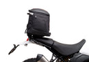 Image of a Ducati DesertX (22 - >) by Ventura featuring a sleek black EVO-12 Bike-Pack with an orange stripe, complemented by the versatile Top-Box Rack and an L-Bracket. Each component is clearly labeled: "EVO-12 Pack," "Top-Box Rack," and "L-Bracket (Generic Image).