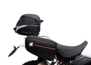 Image of a Ducati DesertX (22 - >) by Ventura featuring a sleek black EVO-12 Bike-Pack with an orange stripe, complemented by the versatile Top-Box Rack and an L-Bracket. Each component is clearly labeled: "EVO-12 Pack," "Top-Box Rack," and "L-Bracket (Generic Image).