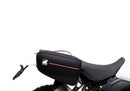 Image of a Ducati DesertX (22 - >) by Ventura featuring a sleek black EVO-12 Bike-Pack with an orange stripe, complemented by the versatile Top-Box Rack and an L-Bracket. Each component is clearly labeled: "EVO-12 Pack," "Top-Box Rack," and "L-Bracket (Generic Image).