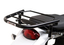 Image of a Ducati DesertX (22 - >) by Ventura featuring a sleek black EVO-12 Bike-Pack with an orange stripe, complemented by the versatile Top-Box Rack and an L-Bracket. Each component is clearly labeled: "EVO-12 Pack," "Top-Box Rack," and "L-Bracket (Generic Image).