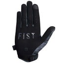 The FIST DIXXON HOUNDS TOOTH GLOVE features black and gray houndstooth, a "Dixxon" wrist label, and raised black "FIST" lettering on the knuckles—ideal MTB gloves for riders who want style and grip.