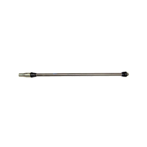 A PROPELLER SHAFT FRONT OEM FITMENT HONDA from OEM HONDA PARTS is a metallic, cylindrical spray wand attachment typically used for pressure washers. Slim and elongated, it features connectors at both ends, with a slightly thicker nozzle at one end and a tapering tip at the opposite end. The background is white.