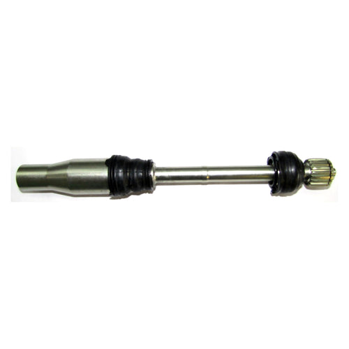 A PROPELLER SHAFT FRONT OEM FITMENT HONDA from OEM HONDA PARTS is a metallic, cylindrical spray wand attachment typically used for pressure washers. Slim and elongated, it features connectors at both ends, with a slightly thicker nozzle at one end and a tapering tip at the opposite end. The background is white.