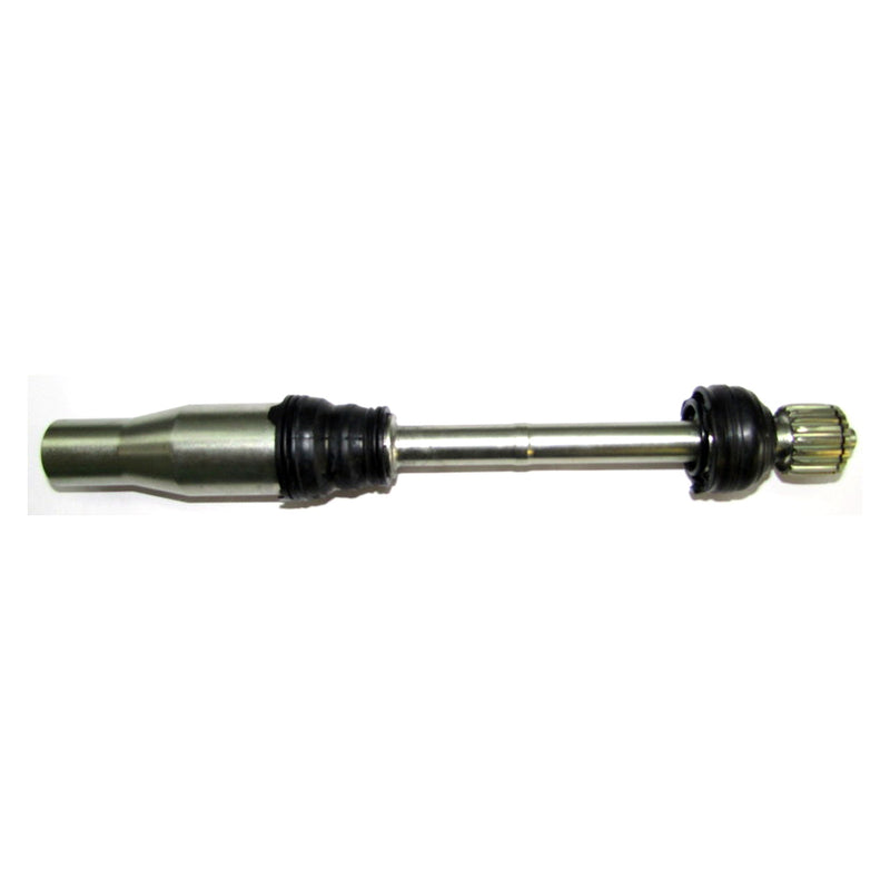 A PROPELLER SHAFT FRONT OEM FITMENT HONDA from OEM HONDA PARTS is a metallic, cylindrical spray wand attachment typically used for pressure washers. Slim and elongated, it features connectors at both ends, with a slightly thicker nozzle at one end and a tapering tip at the opposite end. The background is white.