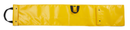 A yellow, flat rectangular Husqvarna MADSAW STORAGE BAG with black handles and snap buttons is laid open on a white background.