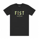 The FIST PINA COLADA TEE is a black T-shirt featuring "FIST" in large, leafy letters on the chest. Below, "HAND WEAR" appears with a small fist icon between the words.