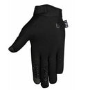 The BLACK STOCKER GLOVE by FIST is a black BMX glove featuring "FIST" lettering on the knuckles, a raised fist emblem on the back, and a "FIST" tag near the cuff, displayed against a white background.
