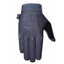 A single GREY STOCKER GLOVE by FIST, featuring "FIST" printed across the fingers and a fist logo on the back, displayed against a plain white background.