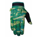 The FIST CAMO STOCKER GLOVE is a green, camouflage-patterned motocross glove with green “FIST” lettering on the fingers, a raised logo on the back, and a small green "FIST" tag near the wrist.