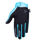 The FIST SKY STOCKER GLOVE is light blue with a black thumb patch, "FIST" across the fingers, a fist emblem on the back, and a small black tag with "FIST" near the wrist.