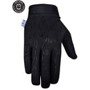 The FIST FLAME FROSTY FINGERS COLD WEATHER GLOVE is black with subtle flame patterns, raised "FIST" lettering on the knuckles, a side "FIST" tag, and a circular "Keep Warm Cold Weather Glove" logo in the top left corner.