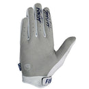 The FIST GREY TRACKIE GLOVE features a gray design with a blue fist outline on the back, "FIST" lettering on the fingers, a side logo tag, and a reinforced fabric patch on the thumb for added durability.