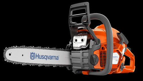 The Husqvarna 130 Chainsaw features a distinctive orange and gray design, complete with a prominent blade and handle, making it perfect for firewood pruning. The brand name "Husqvarna" is clearly visible on the blade.