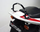The image showcases the Ventura EVO-12 Bike-Pack Kit, featuring a black pack with orange accents. Featured items include the metal Evo-Rack secured to a Honda CB 1300 S (05-09) and L-Bracket set with screws, all complementing the versatile Top-Box Rack, labeled as a generic image.